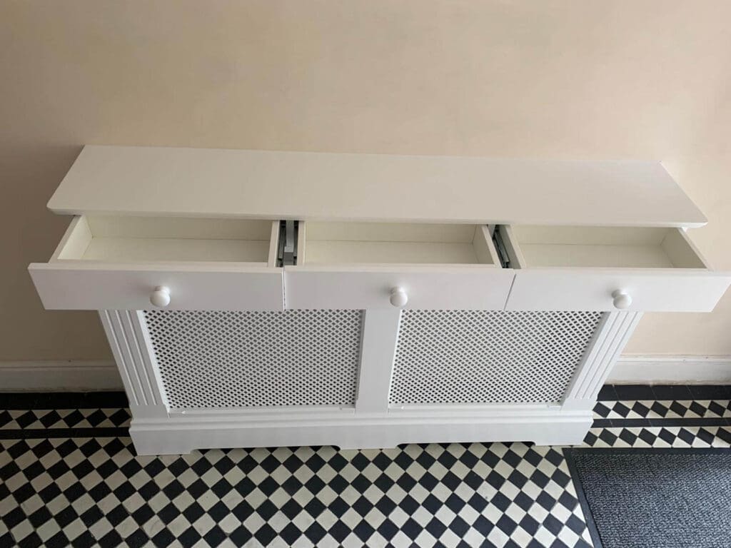 Hallway Radiator Cabinet with Open Storage Drawers